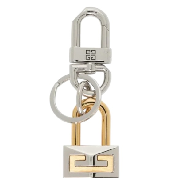 Givenchy gold silver tone shark lock keychain - Picture 3 of 4